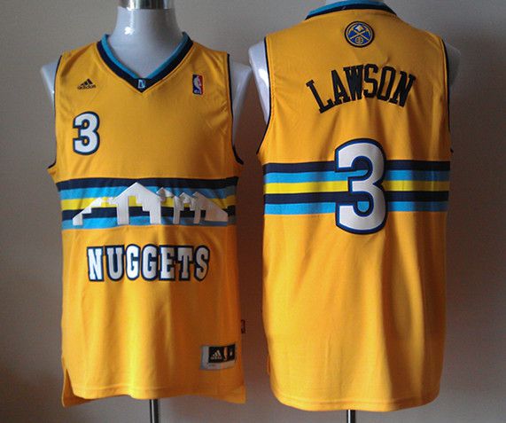 Men Denver Nuggets 3 Lawson Yellow Adidas NBA Jerseys